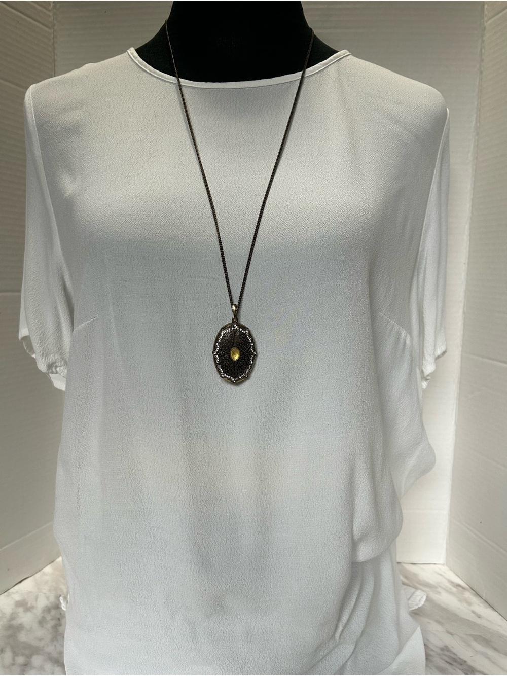 Antique-Style Large Goldtone Pendant Necklace